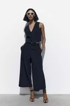 Короткий жилет ZARA, темно-синий