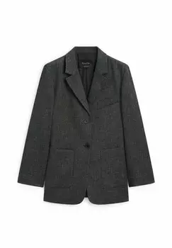 Короткое пальто LONG Massimo Dutti, черный