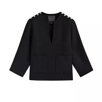 Короткое пальто Massimo Dutti Gold-Tones Buttons, черный