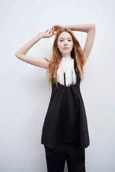 Короткое платье из поплина ZARA, черный