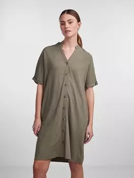 Короткое платье Pieces, хаки