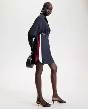 Короткое платье с длинными рукавами Tommy Hilfiger, темно-синий