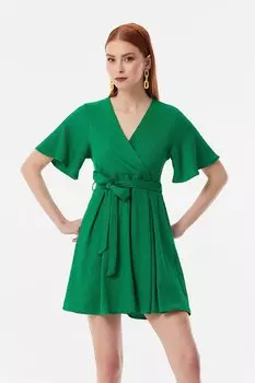 Короткое платье с поясом из ткани Brmck Fullamoda, зеленый