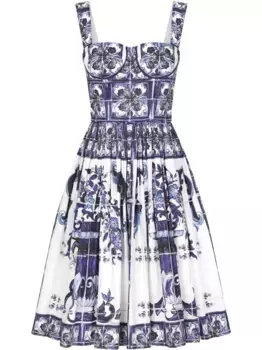 Короткое платье с принтом DOLCE & GABBANA, синий