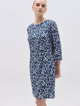 Короткое платье с узором из листьев Hybrid, цвет white/blue