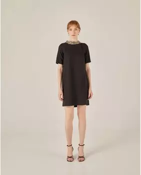 Короткое платье с вышивкой Niza, черный