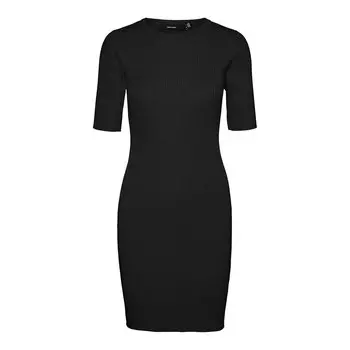 Короткое платье Vero Moda Gold 2/4 O Neck Vip Short Sleeve, черный