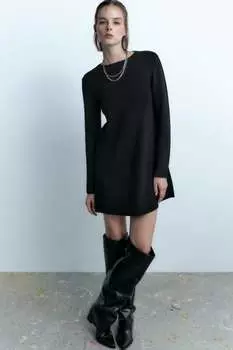 Короткое трикотажное платье ZARA, черный