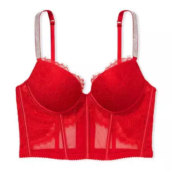 Корсет Victoria's Secret Shine Strap Lace Push-Up, красный
