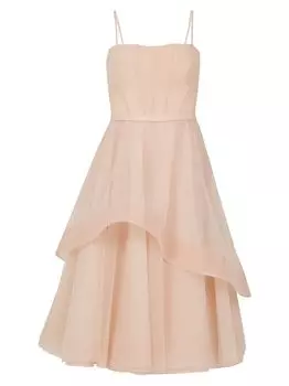 Корсетное облегающее платье-миди с пышной юбкой BCBGMAXAZRIA, розовый