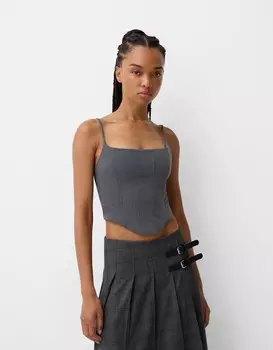 Корсетный топ Bershka, серый
