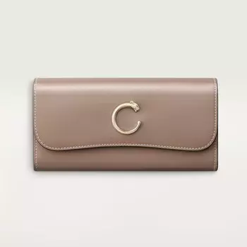 Кошелек Cartier Portefeuille international rabat, Panthre C de Cartier, зернистая телячья кожа цвета глины