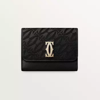 Кошелек Cartier Portefeuille mini, C de Cartier, черная текстурированная телячья кожа