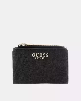 Кошелек для карт и монет с молнией и магнитной застежкой Guess, черный