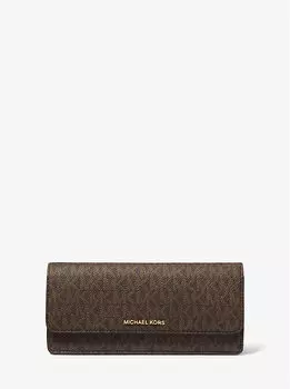 Кошелек Jet set с большим фирменным логотипом и застежкой-кнопкой спереди Michael Kors, мультиколор