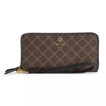 Кошелек Nine West Lockup на молнии с ремешком, цвет Brown Black