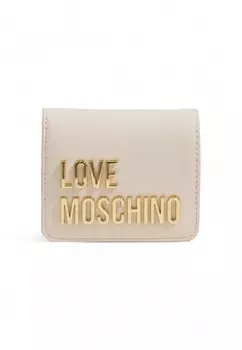 Кошелек женский Love Moschino с логотипом бренда, бежевый