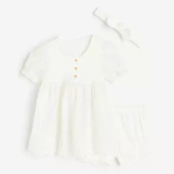 Костюм детский H&M Cotton, 3 предмета, кремовый