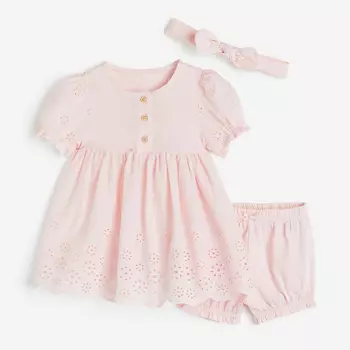 Костюм детский H&M Cotton, 3 предмета, розовый