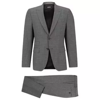 Костюм Hugo Boss Slim Fit Micro-patterned Virgin Wool, черный
