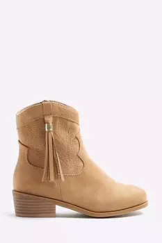 Ковбойские сапоги для девочек с бахромой River Island, коричневый
