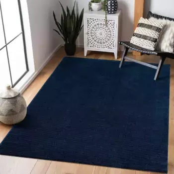 Ковер Carpet City "Fancy", прямоугольный, короткий ворс, однотонный, 3D-эффект, полосатый вид 240х340 см, синий