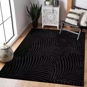 Ковер Carpet City "Ковер Frise FANCY 648", прямоугольный, короткий ворс, 3D-вид, круговой узор, гостиная, спальня 80х150 см, черный
