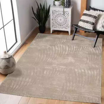Ковер Carpet City "Ковер Frise FANCY 648", прямоугольный, короткий ворс, 3D-вид, круговой узор, гостиная, спальня 160х230 см, бежевый