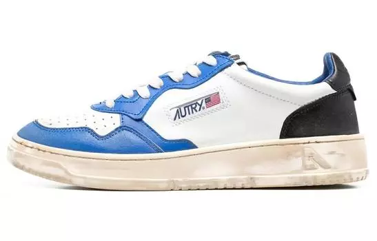 Кожа Medalist Low Distressed Белый Черный Лазурный Autry
