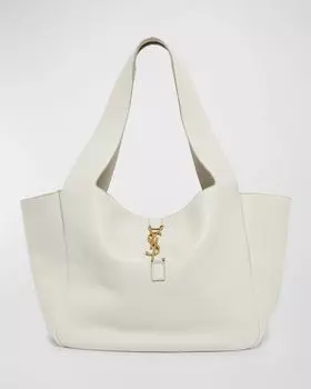 Кожаная большая сумка Bea YSL Saint Laurent, цвет White/Brown