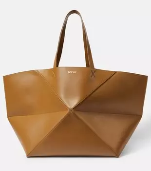 Кожаная большая сумка-тоут puzzle раза xl Loewe, коричневый