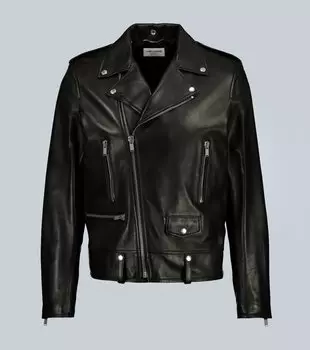 Кожаная косуха Saint Laurent, черный