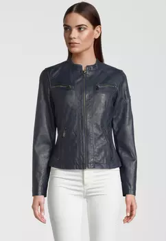 Кожаная куртка H.I.S mit Label Patch, темно синий