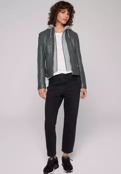 Кожаная куртка IM BIKER-STIL MIT KAPUZENEINSATZ Soccx, темно-зеленый