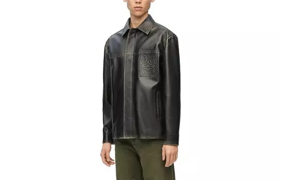 Кожаная куртка мужская черная Loewe, черный
