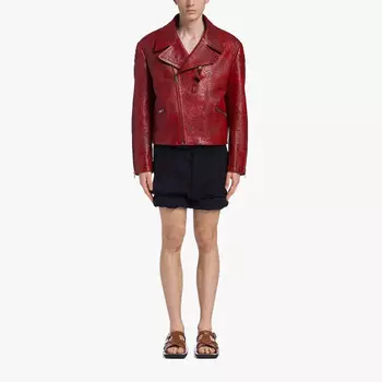 Кожаная куртка мужская красная Prada, красный