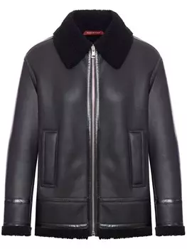 Кожаная куртка с отделкой из овчины Gucci, черный