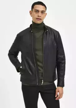 Кожаная куртка SELECTED HOMME "ARCHIVE CLASSIC LEATHER JKT", черный
