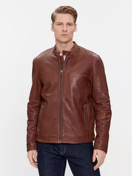 Кожаная куртка стандартного кроя Pepe Jeans, коричневый