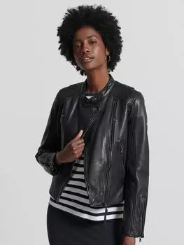 Кожаная куртка Superdry, черная