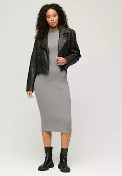 Кожаная куртка Superdry, цвет smoke grey