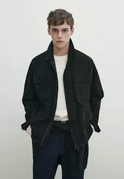 Кожаная куртка Trucker Massimo Dutti, черный