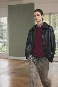 Кожаная куртка ZARA, черный