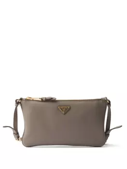 Кожаная мини-сумка Prada, серый
