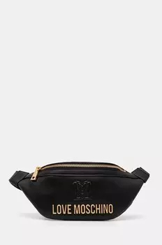 Кожаная поясная сумка Love Moschino, черный