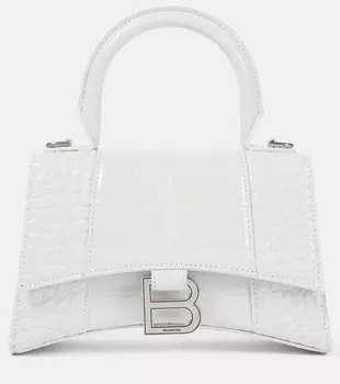 Кожаная сумка через плечо Hourglass XS Balenciaga, белый