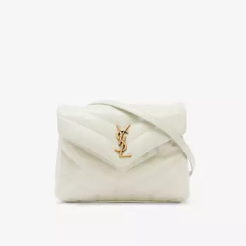 Кожаная сумка через плечо Loulou Toy Saint Laurent, бежевый