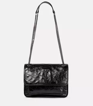 Кожаная сумка через плечо Niki Baby Saint Laurent, черный