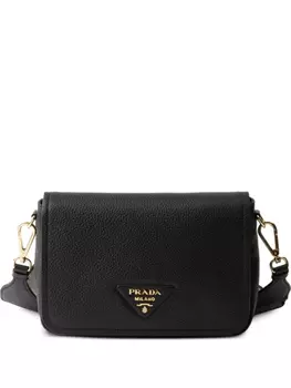Кожаная сумка через плечо Prada, черный