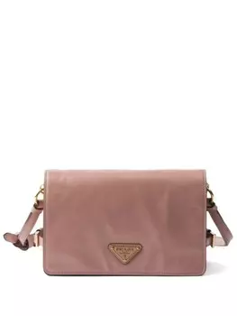 Кожаная сумка через плечо Prada, розовый